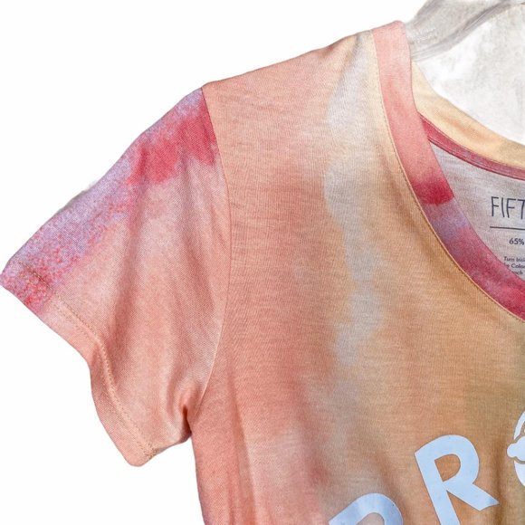 Fifth Sun Proud Pride Rainbow Tie Front Tee Shirt - Picture 3 of 6